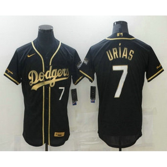 Men Los Angeles Dodgers 7 Julio Urias Black 2020 Champions Golden Edition Stitched Flex Base Nike Jersey Men Los Angeles Dodgers 7 Julio Urias Black 2020 Champions Golden Edition Stitched Flex Base Nike Jersey