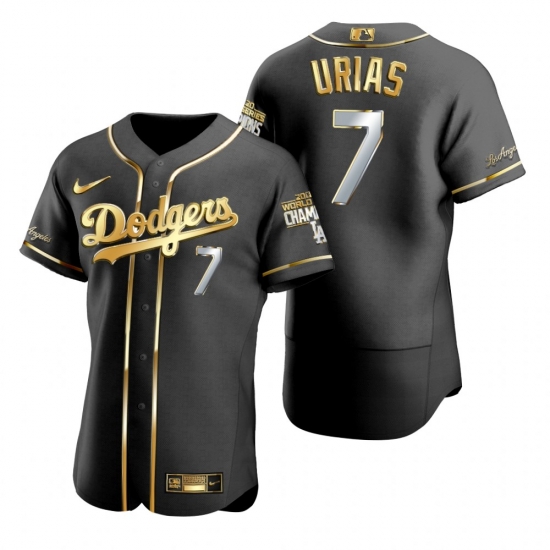 Men Los Angeles Dodgers 7 Julio Urias Black 2020 World Series Champions Gold Edition Jersey Men Los Angeles Dodgers 7 Julio Urias Black 2020 World Series Champions Gold Edition Jersey