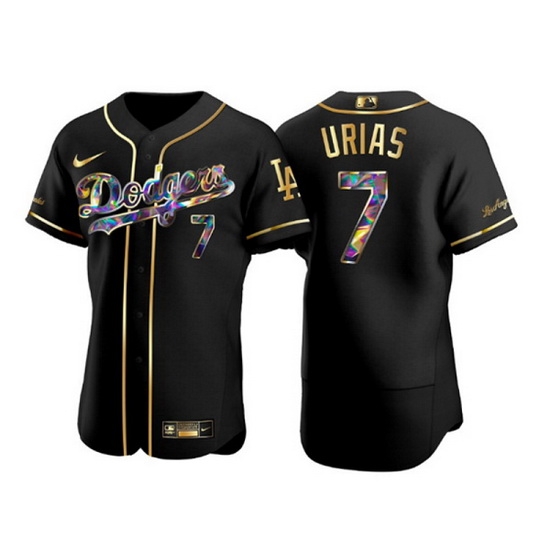 Men Los Angeles Dodgers 7 Julio Urias Black Golden Flex Base Stitched jersey Men Los Angeles Dodgers 7 Julio Urias Black Golden Flex Base Stitched jersey