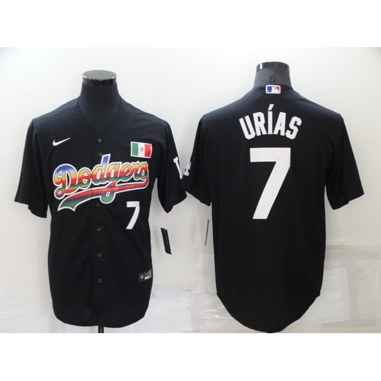 Men Los Angeles Dodgers 7 Julio Urias Black Stitched Baseball jersey Men Los Angeles Dodgers 7 Julio Urias Black Stitched Baseball jersey