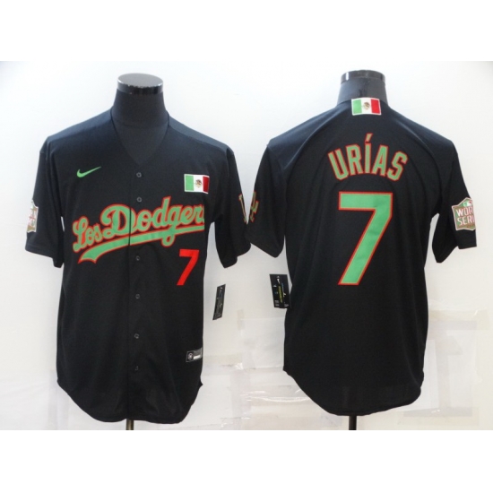 Men Los Angeles Dodgers 7 Julio Urias Black With Los Angeles Green Mexico 2020 World Series Stitched MLB Jersey Men Los Angeles Dodgers 7 Julio Urias Black With Los Angeles Green Mexico 2020 World Series Stitched MLB Jersey