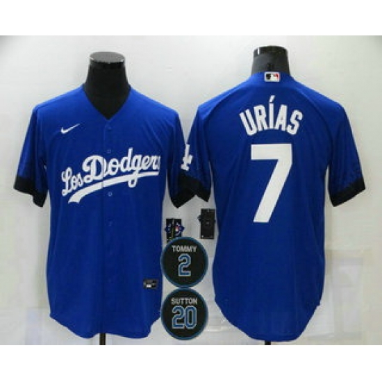 Men Los Angeles Dodgers 7 Julio Urias Blue 2 20 Patch City Connect Cool Base Stitched Jersey Men Los Angeles Dodgers 7 Julio Urias Blue 2 20 Patch City Connect Cool Base Stitched Jersey
