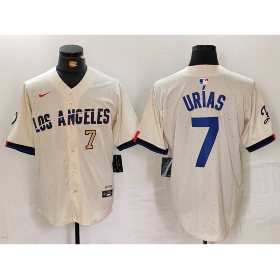 Men Los Angeles Dodgers 7 Julio Urias Cream Stitched Baseball Jersey 1 Men Los Angeles Dodgers 7 Julio Urias Cream Stitched Baseball Jersey 1