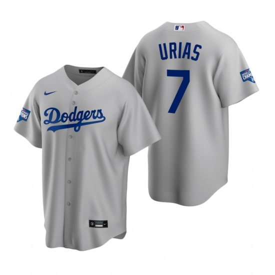 Men Los Angeles Dodgers 7 Julio Urias Gray 2020 World Series Champions Replica Jersey Men Los Angeles Dodgers 7 Julio Urias Gray 2020 World Series Champions Replica Jersey