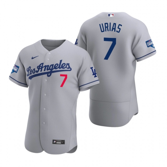 Men Los Angeles Dodgers 7 Julio Urias Gray 2020 World Series Champions Road Flex Base Jersey Men Los Angeles Dodgers 7 Julio Urias Gray 2020 World Series Champions Road Flex Base Jersey