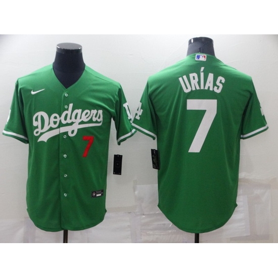 Men Los Angeles Dodgers 7 Julio Urias Green Stitched Baseball Jerse Men Los Angeles Dodgers 7 Julio Urias Green Stitched Baseball Jerse