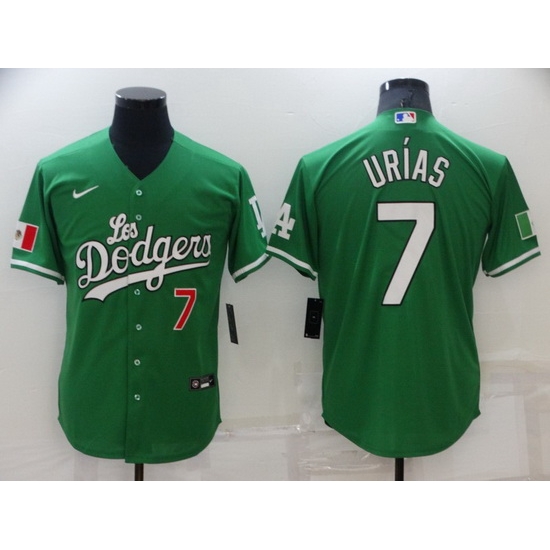 Men Los Angeles Dodgers 7 Julio Urias Green Stitched Baseball jersey Men Los Angeles Dodgers 7 Julio Urias Green Stitched Baseball jersey