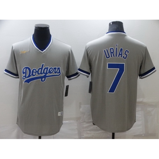 Men Los Angeles Dodgers 7 Julio Urias Grey Stitched Baseball jersey Men Los Angeles Dodgers 7 Julio Urias Grey Stitched Baseball jersey