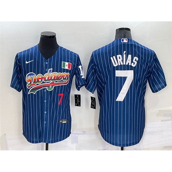 Men Los Angeles Dodgers 7 Julio Urias Navy Mexico Rainbow Cool Base Stitched Baseball Jersey Men Los Angeles Dodgers 7 Julio Urias Navy Mexico Rainbow Cool Base Stitched Baseball Jersey