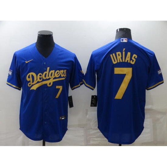 Men Los Angeles Dodgers 7 Julio Urias Royal Gold Cool Base Stitched Baseball jersey Men Los Angeles Dodgers 7 Julio Urias Royal Gold Cool Base Stitched Baseball jersey