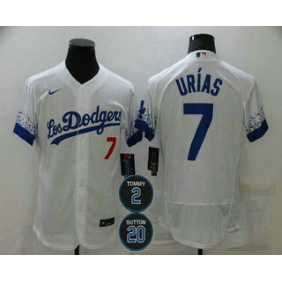 Men Los Angeles Dodgers 7 Julio Urias White 2 20 Patch City Connect Flex Base Stitched Jersey Men Los Angeles Dodgers 7 Julio Urias White 2 20 Patch City Connect Flex Base Stitched Jersey