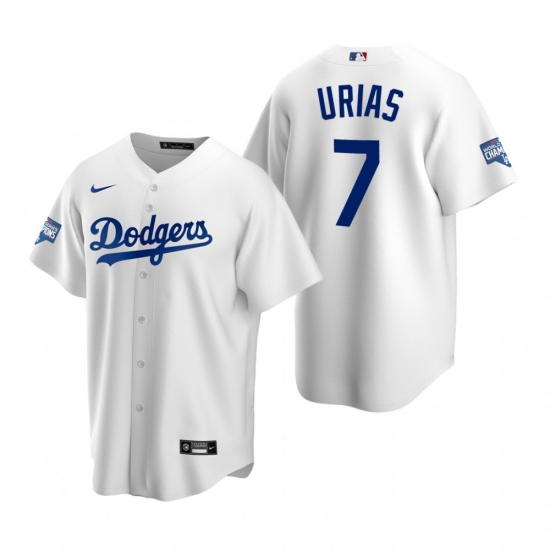 Men Los Angeles Dodgers 7 Julio Urias White 2020 World Series Champions Replica Jersey Men Los Angeles Dodgers 7 Julio Urias White 2020 World Series Champions Replica Jersey