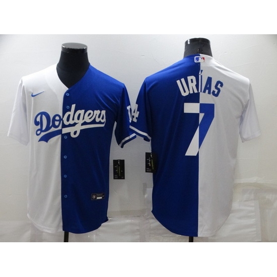 Men Los Angeles Dodgers 7 Julio Urias White Blue Split Cool Base Stitched Baseball Jerseys Men Los Angeles Dodgers 7 Julio Urias White Blue Split Cool Base Stitched Baseball Jerseys