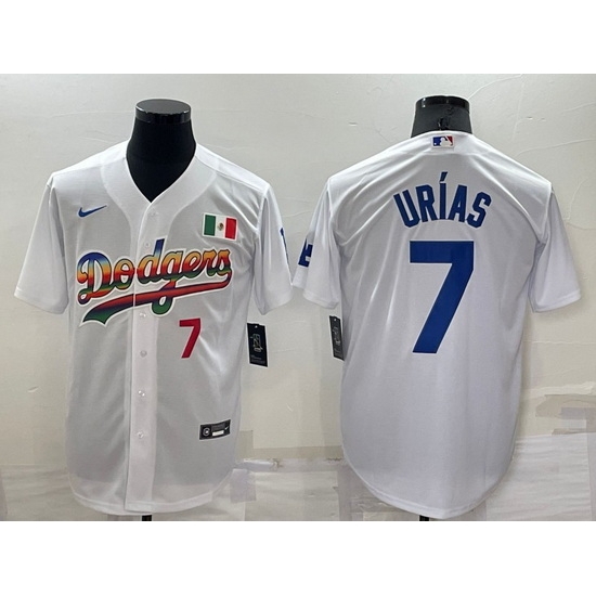 Men Los Angeles Dodgers 7 Julio Urias White Cool Base Stitched Baseball Jersey Men Los Angeles Dodgers 7 Julio Urias White Cool Base Stitched Baseball Jersey