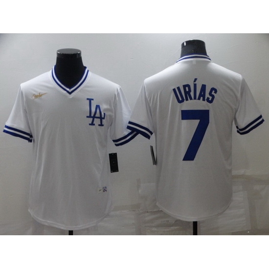 Men Los Angeles Dodgers 7 Julio Urias White Stitched Baseball jersey Men Los Angeles Dodgers 7 Julio Urias White Stitched Baseball jersey