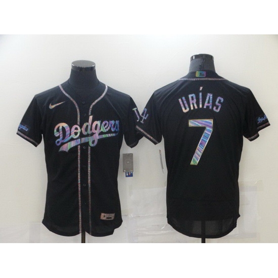 Men Los Angeles Dodgers 7 Urias Black Colorful Edition Elite 2021 Nike MLB Jersey Men Los Angeles Dodgers 7 Urias Black Colorful Edition Elite 2021 Nike MLB Jersey