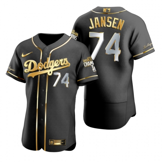 Men Los Angeles Dodgers 74 Kenley Jansen Black 2020 World Series Champions Gold Edition Jersey Men Los Angeles Dodgers 74 Kenley Jansen Black 2020 World Series Champions Gold Edition Jersey