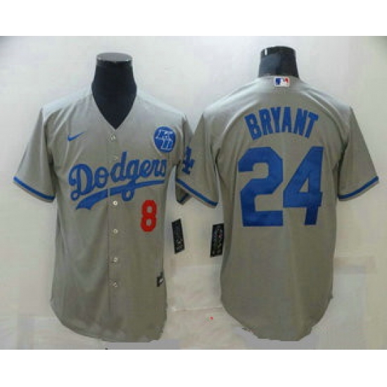 Men Los Angeles Dodgers 8 24 Kobe Bryant Grey KB Patch Stitched MLB Cool Base Nike Jersey Men Los Angeles Dodgers 8 24 Kobe Bryant Grey KB Patch Stitched MLB Cool Base Nike Jersey