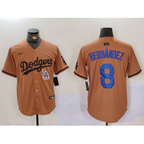 Men Los Angeles Dodgers 8 Kik E9 Hernandez Brown Cool Base Stitched Baseball Jersey 5 Men Los Angeles Dodgers 8 Kik E9 Hernandez Brown Cool Base Stitched Baseball Jersey 5