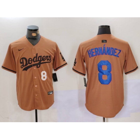 Men Los Angeles Dodgers 8 Kik E9 Hernandez Brown Cool Base Stitched Baseball Jersey Men Los Angeles Dodgers 8 Kik E9 Hernandez Brown Cool Base Stitched Baseball Jersey