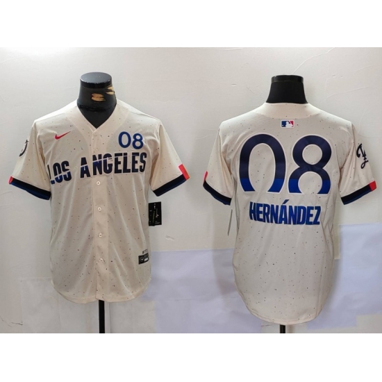 Men Los Angeles Dodgers 8 Kik E9 Hernandez Cream 2024 City Connect Limited Stitched Baseball Jersey Men Los Angeles Dodgers 8 Kik E9 Hernandez Cream 2024 City Connect Limited Stitched Baseball Jersey