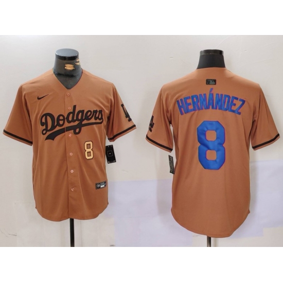 Men Los Angeles Dodgers 8 Kike Hernandez Brown Cool Base Stitched Baseball Jersey 2 Men Los Angeles Dodgers 8 Kike Hernandez Brown Cool Base Stitched Baseball Jersey 2