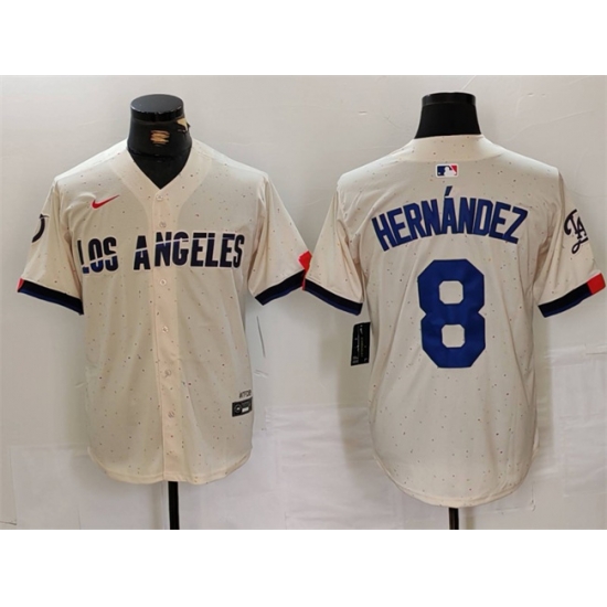 Men Los Angeles Dodgers 8 Kike Hernandez Cream Stitched Baseball Jersey Men Los Angeles Dodgers 8 Kike Hernandez Cream Stitched Baseball Jersey