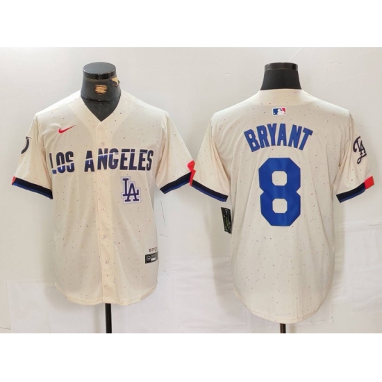 Men Los Angeles Dodgers 8 Kobe Bryant Cream Stitched Baseball Jersey 6 Men Los Angeles Dodgers 8 Kobe Bryant Cream Stitched Baseball Jersey 6