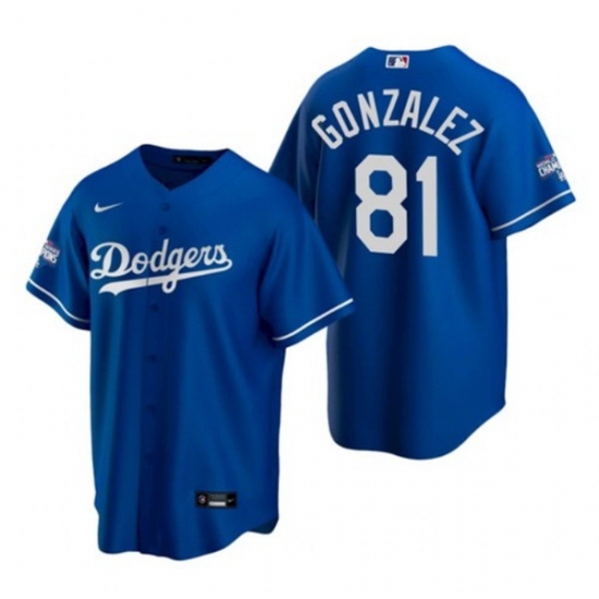 Men Los Angeles Dodgers 81 Victor Gonzalez Royal 2020 World Series Champions Home Patch Cool Base Stitched Jersey Men Los Angeles Dodgers 81 Victor Gonzalez Royal 2020 World Series Champions Home Patch Cool Base Stitched Jersey