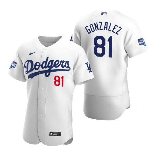 Men Los Angeles Dodgers 81 Victor Gonzalez White 2020 World Series Champions Flex Base Jersey Men Los Angeles Dodgers 81 Victor Gonzalez White 2020 World Series Champions Flex Base Jersey