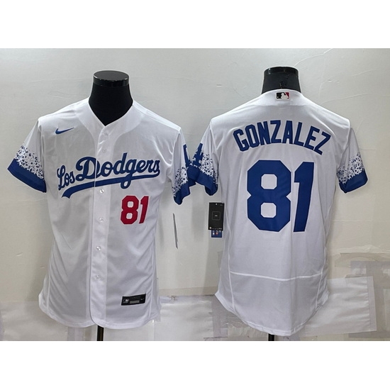 Men Los Angeles Dodgers 81 Victor Gonzalez White City Connect Flex Base Stitched Baseball Jersey Men Los Angeles Dodgers 81 Victor Gonzalez White City Connect Flex Base Stitched Baseball Jersey