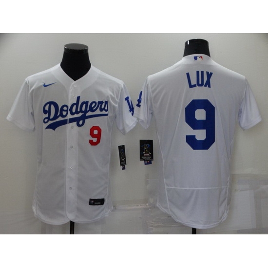 Men Los Angeles Dodgers 9 Gavin Lux White Flex Base Stitched jersey Men Los Angeles Dodgers 9 Gavin Lux White Flex Base Stitched jersey