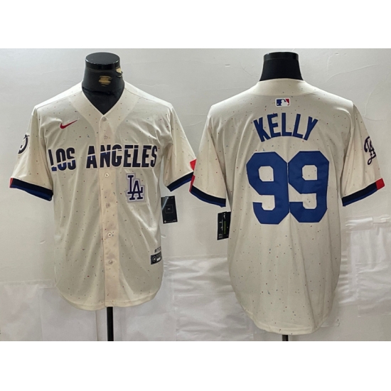 Men Los Angeles Dodgers 99 Joe Kelly Cream Stitched Baseball Jersey 7 Men Los Angeles Dodgers 99 Joe Kelly Cream Stitched Baseball Jersey 7