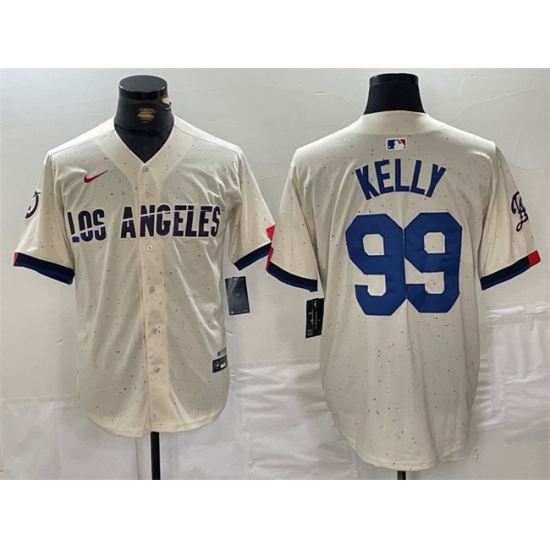 Men Los Angeles Dodgers 99 Joe Kelly Cream Stitched Baseball Jersey Men Los Angeles Dodgers 99 Joe Kelly Cream Stitched Baseball Jersey