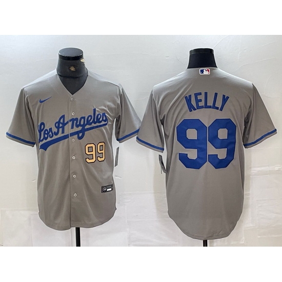 Men Los Angeles Dodgers 99 Joe Kelly Grey Stitched Jersey 6 Men Los Angeles Dodgers 99 Joe Kelly Grey Stitched Jersey 6