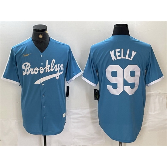 Men Los Angeles Dodgers 99 Joe Kelly Light Blue Throwback Cool Base Stitched Baseball Jersey Men Los Angeles Dodgers 99 Joe Kelly Light Blue Throwback Cool Base Stitched Baseball Jersey