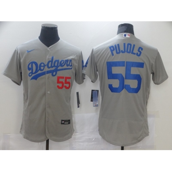 Men Los Angeles Dodgers Albert Pujols 55 Grey Nike Road Flex Base Authentic Collection Baseball Jersey Men Los Angeles Dodgers Albert Pujols 55 Grey Nike Road Flex Base Authentic Collection Baseball Jersey