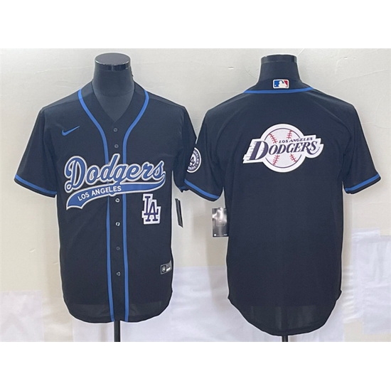 Men Los Angeles Dodgers Black Team Big Logo With Patch Cool Base Stitched Baseball Jersey Men Los Angeles Dodgers Black Team Big Logo With Patch Cool Base Stitched Baseball Jersey