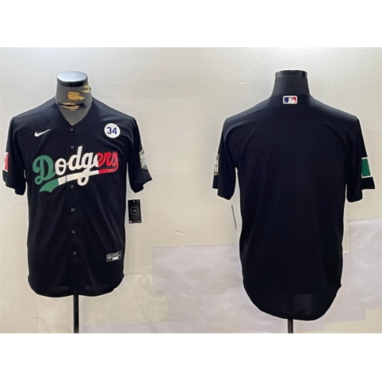 Men Los Angeles Dodgers Blank Black Mexico 2024 World Series With No 34 Patch Cool Base Stitched Baseball Jersey Men Los Angeles Dodgers Blank Black Mexico 2024 World Series With No 34 Patch Cool Base Stitched Baseball Jersey