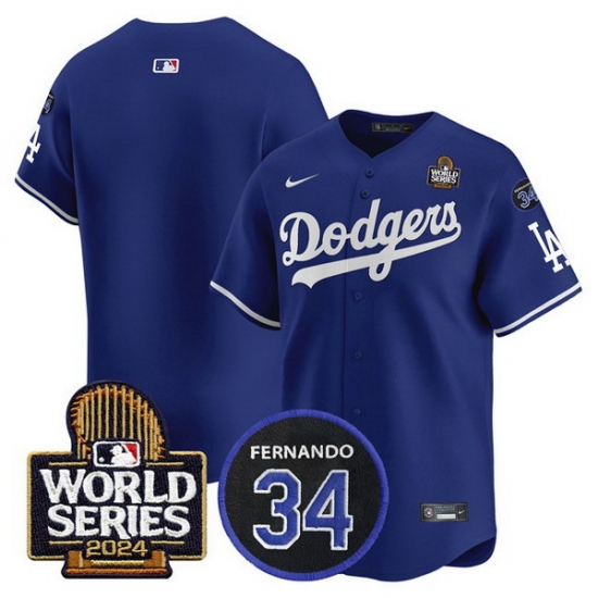 Men Los Angeles Dodgers Blank Royal 2024 World Series With Fernando Memorial Patch Limited Stitched Baseball Jersey Men Los Angeles Dodgers Blank Royal 2024 World Series With Fernando Memorial Patch Limited Stitched Baseball Jersey