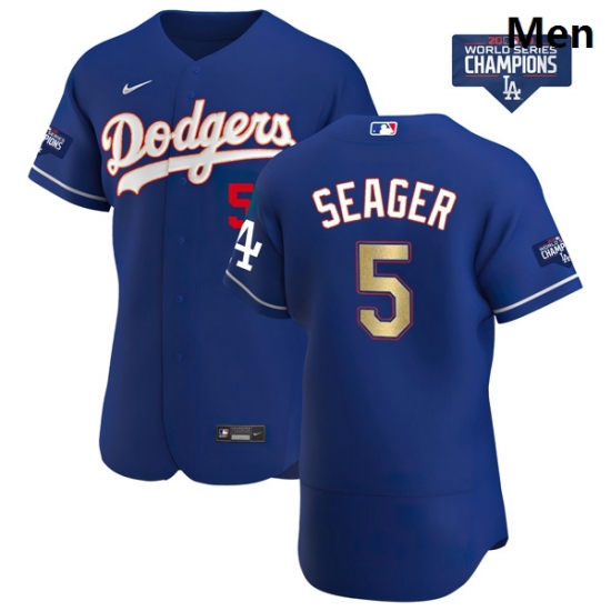 Men Los Angeles Dodgers Corey Seager 5 Gold Program Designed Edition Blue Flex Base Stitched Jersey Men Los Angeles Dodgers Corey Seager 5 Gold Program Designed Edition Blue Flex Base Stitched Jersey