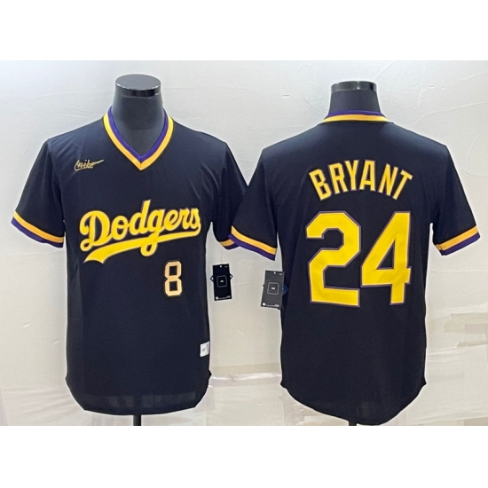 Men Los Angeles Dodgers Front 8 Back 24 Kobe Bryant Black Gold Stitched Jersey Men Los Angeles Dodgers Front 8 Back 24 Kobe Bryant Black Gold Stitched Jersey