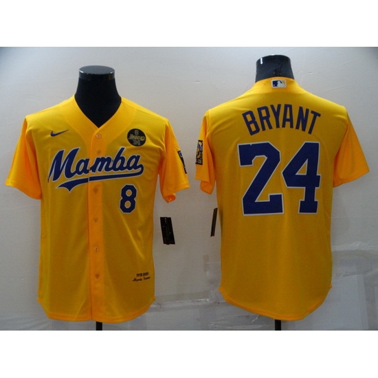 Men Los Angeles Dodgers Front 8 Back 24 Kobe Bryant Mamba Yellow Cool Base Stitched jersey Men Los Angeles Dodgers Front 8 Back 24 Kobe Bryant Mamba Yellow Cool Base Stitched jersey