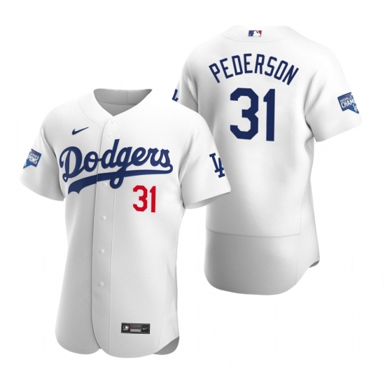Men Los Angeles Dodgers Joc Pederson White 2020 World Series Champions Flex Base Jersey Men Los Angeles Dodgers Joc Pederson White 2020 World Series Champions Flex Base Jersey