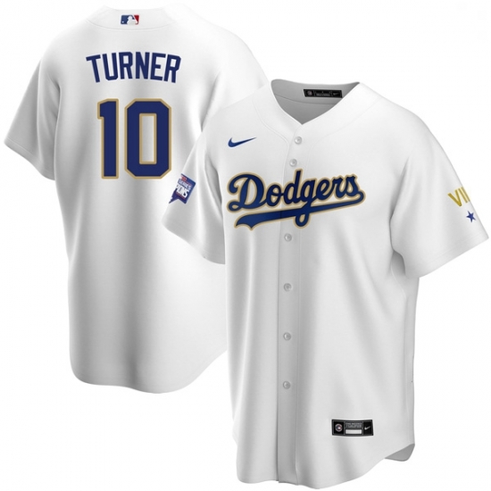 Men Los Angeles Dodgers Justin Turner 10 Championship Gold Trim White Limited All Stitched Cool Base Jersey Men Los Angeles Dodgers Justin Turner 10 Championship Gold Trim White Limited All Stitched Cool Base Jersey