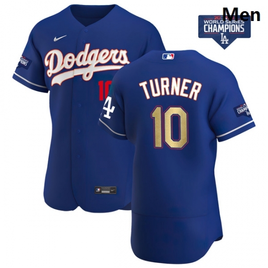 Men Los Angeles Dodgers Justin Turner 10 Gold Program Designed Edition Blue Flex Base Stitched Jersey Men Los Angeles Dodgers Justin Turner 10 Gold Program Designed Edition Blue Flex Base Stitched Jersey
