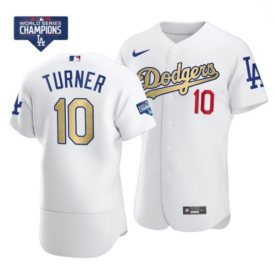 Men Los Angeles Dodgers Justin Turner 10 Gold Program White Flex Base Stitched Jersey Men Los Angeles Dodgers Justin Turner 10 Gold Program White Flex Base Stitched Jersey