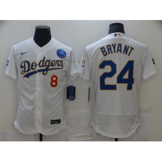Men Los Angeles Dodgers Kobe Bryant 8 24 Championship Gold Trim White Limited All Stitched Flex Base Jersey Men Los Angeles Dodgers Kobe Bryant 8 24 Championship Gold Trim White Limited All Stitched Flex Base Jersey