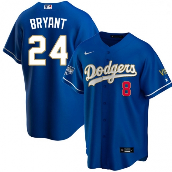 Men Los Angeles Dodgers Kobe Bryant Championship Gold Trim Blue Limited All Stitched Flex Base Jersey Men Los Angeles Dodgers Kobe Bryant Championship Gold Trim Blue Limited All Stitched Flex Base Jersey