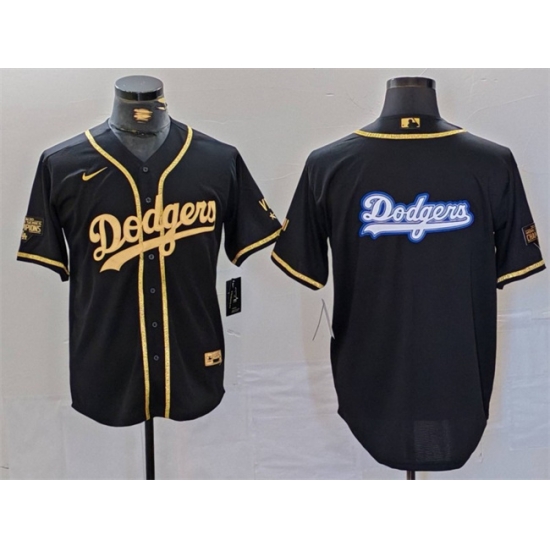 Men Los Angeles Dodgers Team Big Logo Black Gold Cool Base With Patch Stitched Baseball Jersey Men Los Angeles Dodgers Team Big Logo Black Gold Cool Base With Patch Stitched Baseball Jersey
